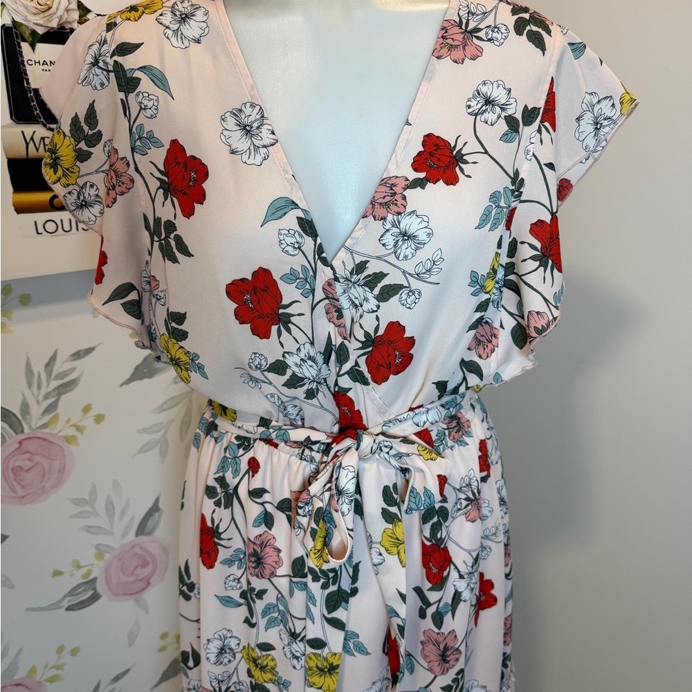 BB Dakota Red and Black Floral Mini Dress - Picture 2 of 5